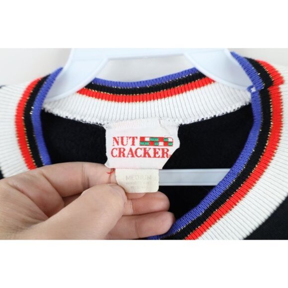 Vintage 90s Medium Faded All Over Print Christmas Crewneck Sweatshirt USA - Picture 8 of 11